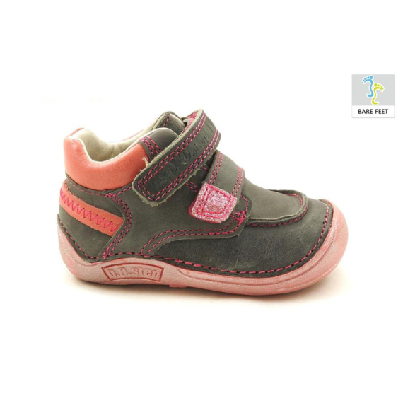 Bőr gyerekcipő, szürke-rózsaszín. D.D.STEP 018-40b grey. 24